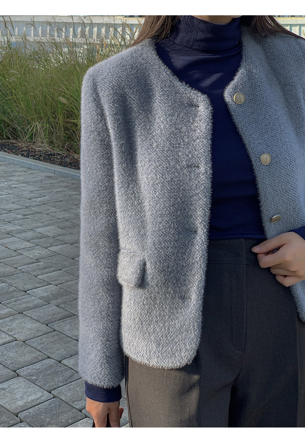 티페크 노카라 퍼 트위드 자켓