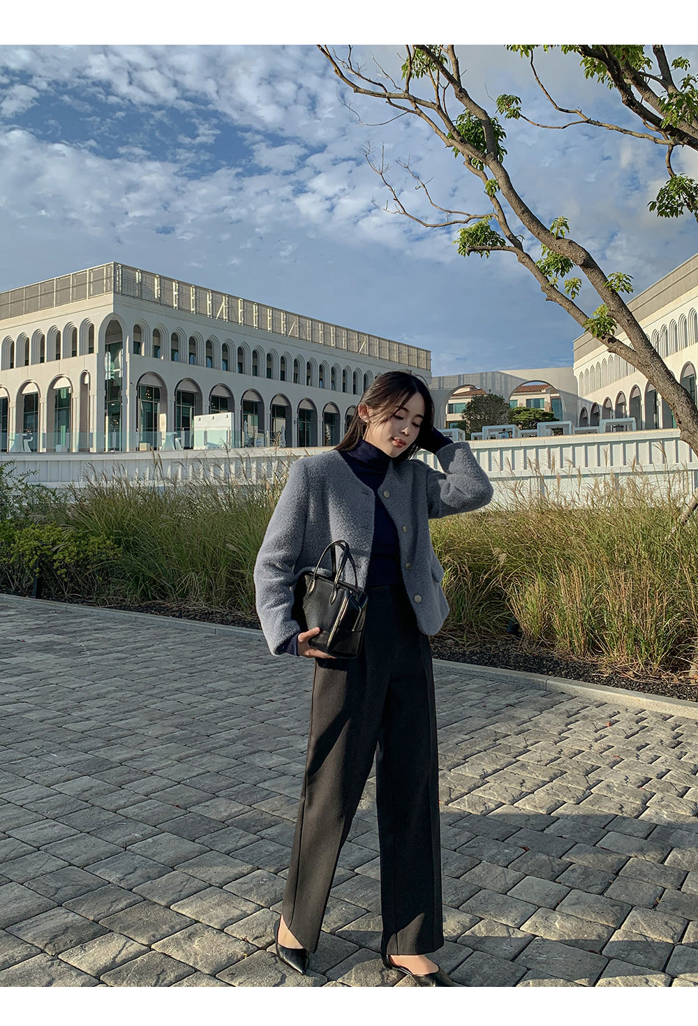 티페크 노카라 퍼 트위드 자켓