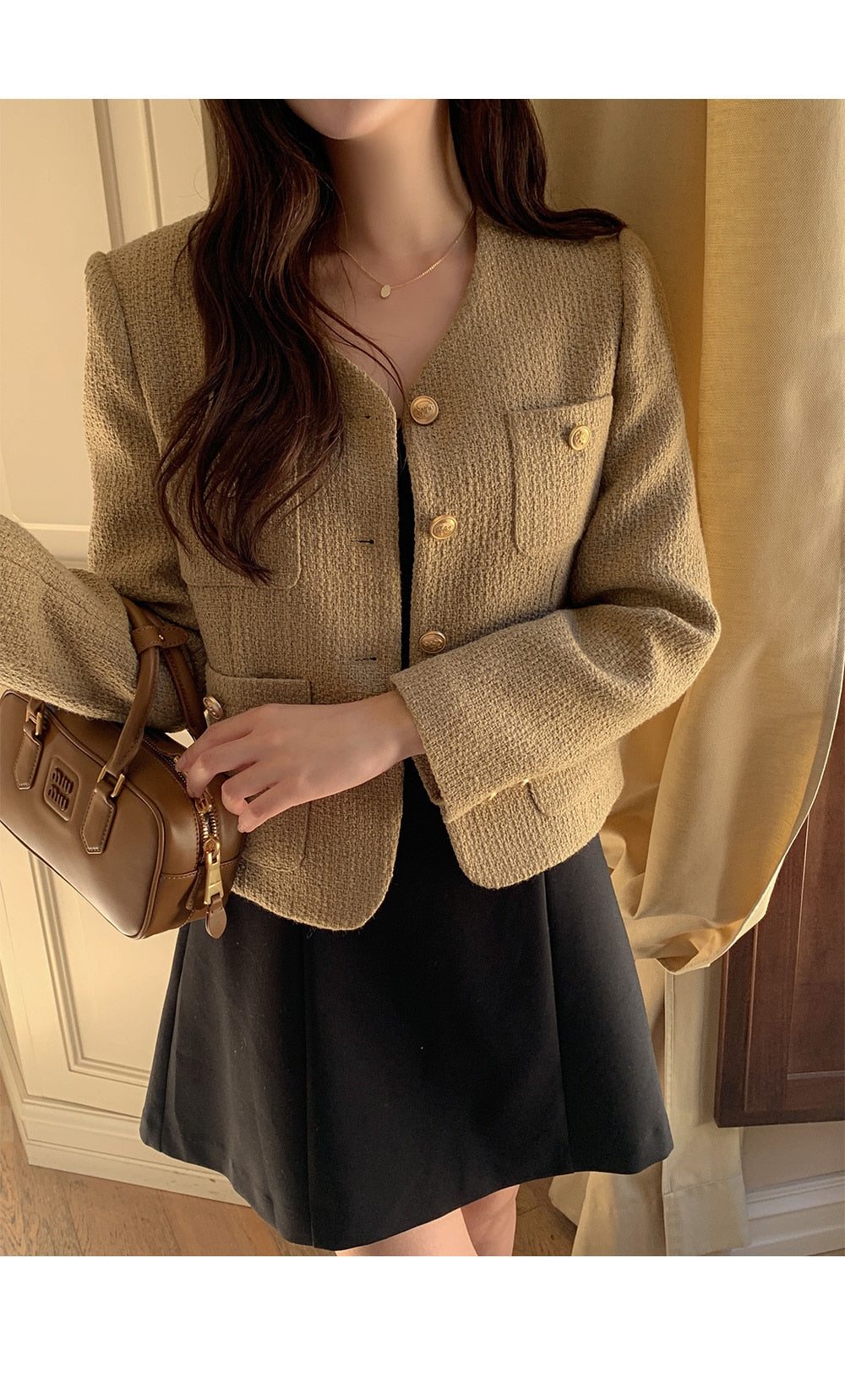 골디 노카라 울 트위드 자켓