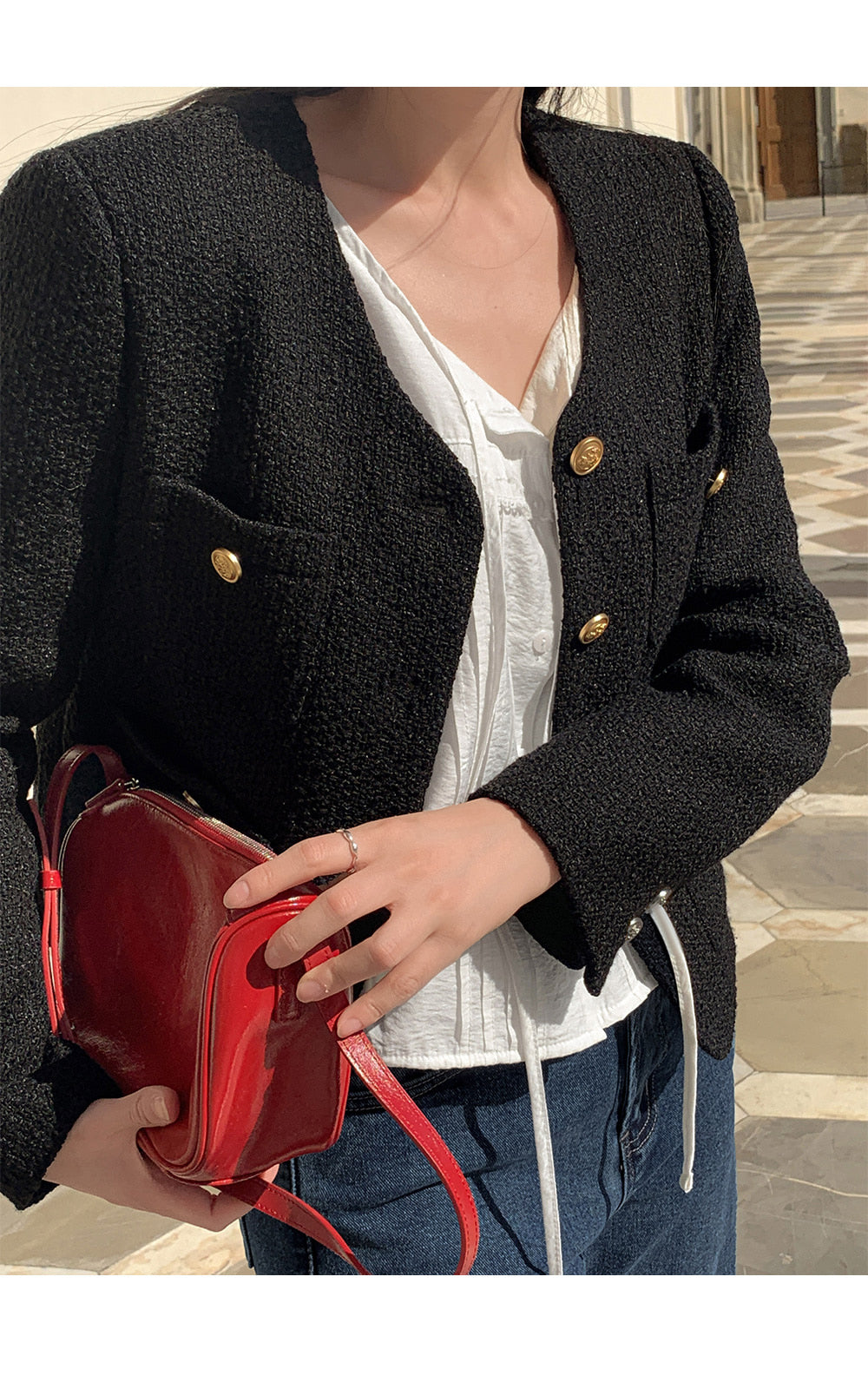 골디 노카라 울 트위드 자켓