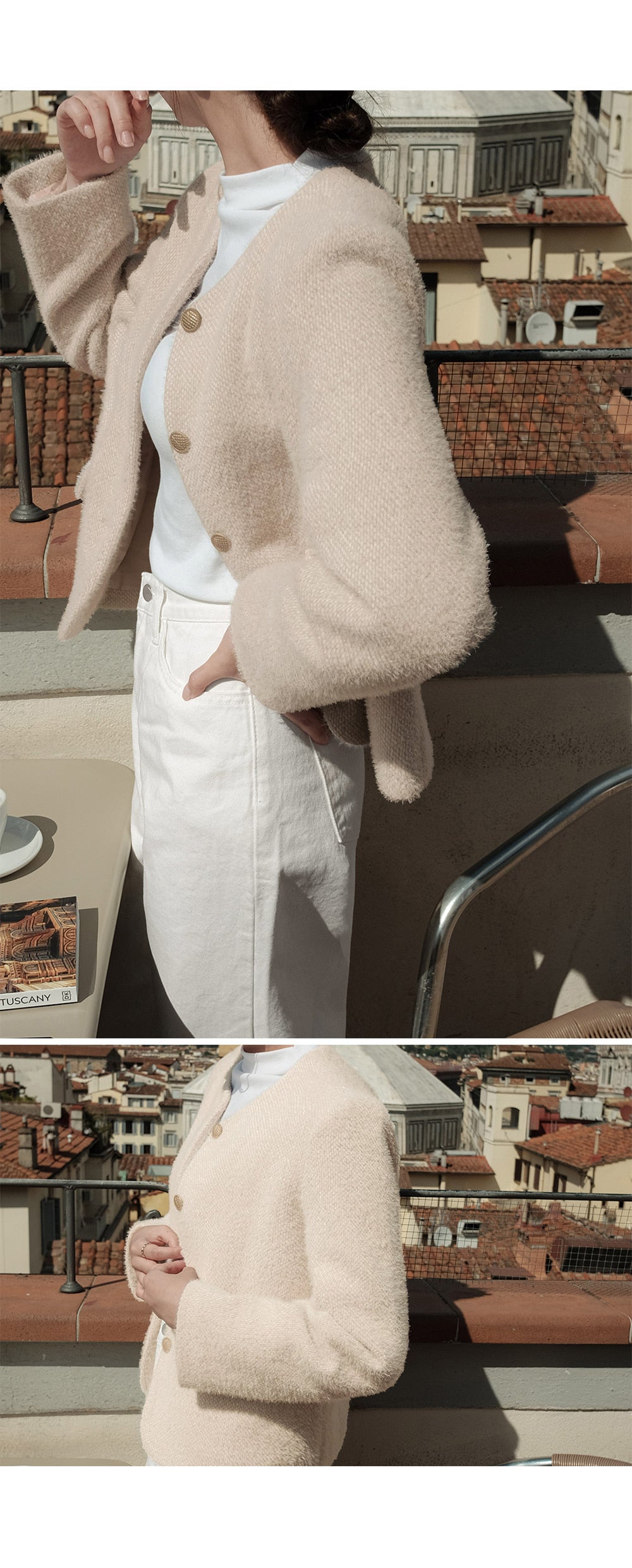 티페크 노카라 퍼 트위드 자켓