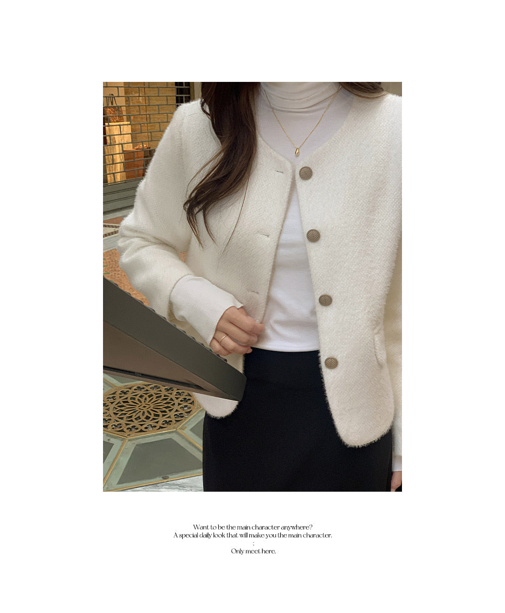 티페크 노카라 퍼 트위드 자켓