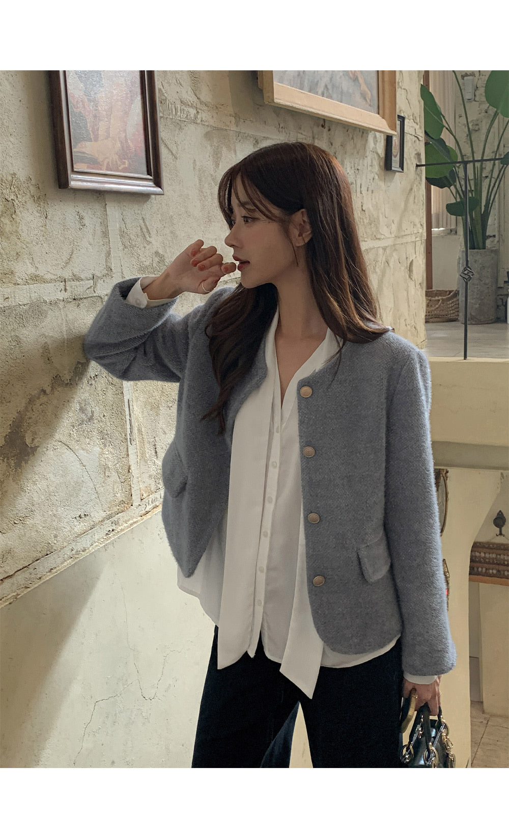 티페크 노카라 퍼 트위드 자켓