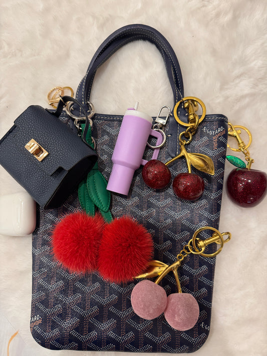 Charm Key Ring 3Pcs Set [Apple/Cherry]